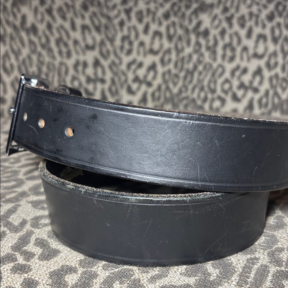 Boston leather thick leather belt black wide width heavy duty leather belt 40 - Picture 3 of 10